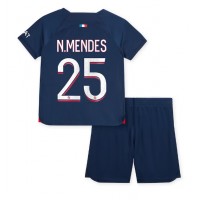 Paris Saint-Germain Nuno Mendes #25 Hjemmedraktsett Barn 2023-24 Kortermet (+ Korte bukser)
